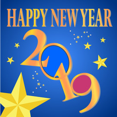 Happy new year 2019 and greetings Card background.