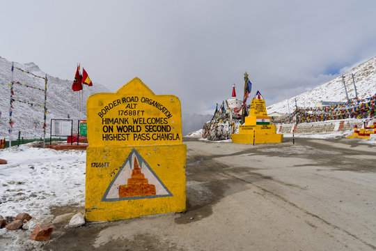 Changla Pass in winter. This is the route to Pangong Lake from Leh. It is claimed to be the second highest motorable road in the world
