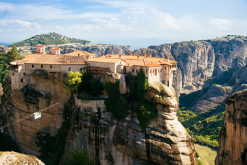 Obraz premium Meteora monasteries, the Holy Monastery of Varlaam at foreground, Greece
