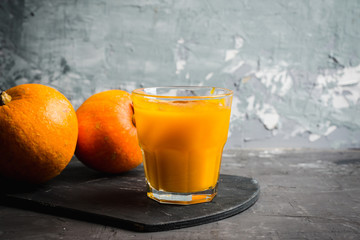 Refreshment and healthy autumn pumpkin drink. Selective focus. Shallow depth of field.