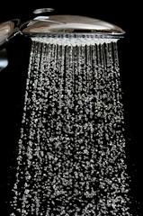 Water drops from headshowers close up