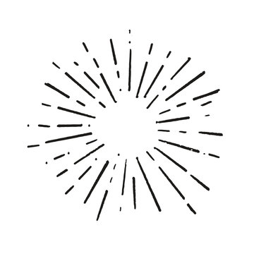 Vintage doodle Sunburst Explosion Hand drawn Design Element Fireworks Black Rays
