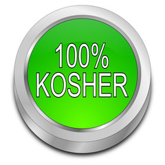 100% Kosher Button - 3D illustration