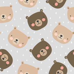 Naklejka premium Cute Polar Bear Seamless Pattern, Cartoon Christmas Background, Vector Illustration