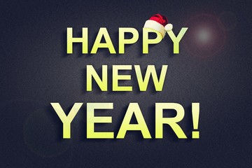 Happy New Year. Bright inscription on a dark background. Christmas, New Year. Holiday