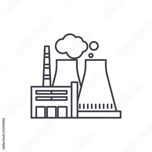 thermal power plant line icon concept thermal power plant vector Thermal Power Production thermal power plant line icon concept thermal power plant vector linear illustration, sign, symbol