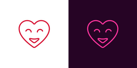 Emoji heart illustration. Vector heart with smile