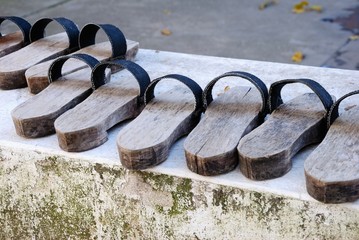 Turkish wooden clogs in Mugla, Turkey