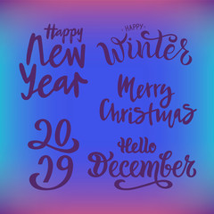 Winter vector illustration set on gradient background.