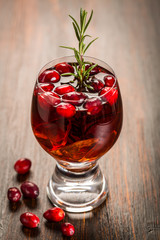Mulled wine or hot punch with cranberries for Xmas