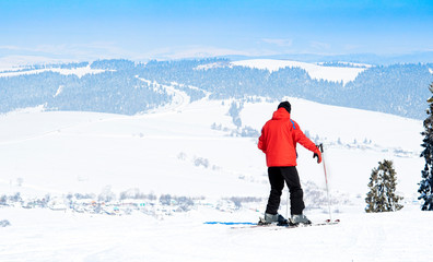 skier descends