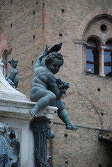Naklejka premium Fountain of Neptune in Bologna, Italy with white background