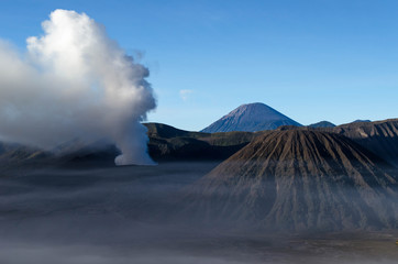 Mount Bromo active volcano and one of the most visited tourist attractions in East Java, Indonesia.