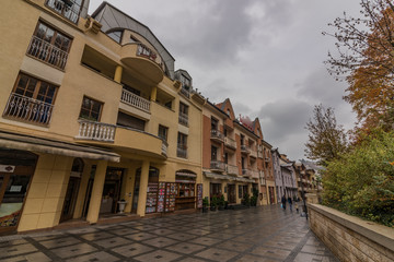 Colonnade in Luhacovice spa town in autumn hot morning