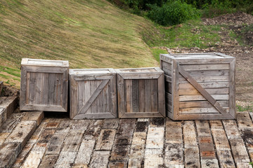 Old wooden box .