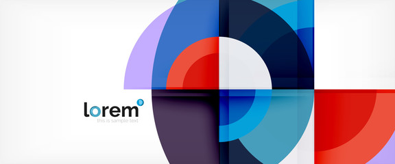 Fototapeta premium Modern geometric circles abstract background, colorful round shapes with shadow effects