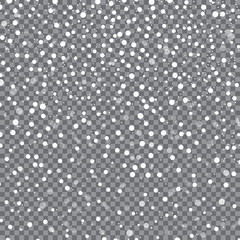 Falling snow on transparent background. Vector illustration with snowflakes. Winter snowflakes. Eps 10.