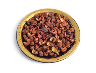 Sichuan pepper, Sichuan peppercorn, Szechuan pepper or Szechuan peppercorn isolated on white background