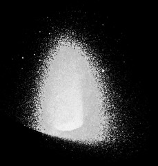 Realistic grunge graffiti spray paint effect on the black background. Isolated white ink texture.