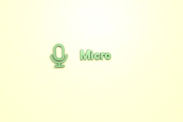 Text Micro with green 3D illustration and light background
