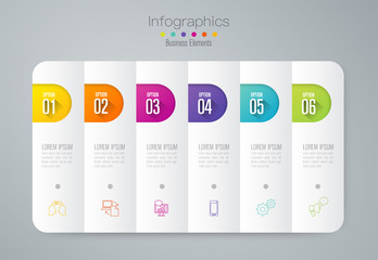 Fototapeta na wymiar Infographics design vector and business icons with 6 options.