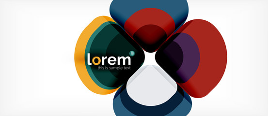 Obraz premium Abstract background - geometric multicolored round shapes composition. Trendy abstract layout template for business or technology presentation