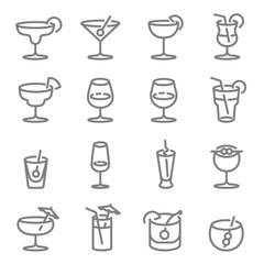 Cocktail Vector Line Icons. Contains such Icons as Wine, Mojito, Champagne, Whiskey and more. Expanded Stroke.