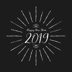 Happy new year 2019 lettering design and decoration. Season greeting or invitation card.