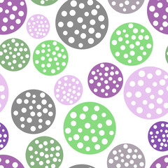 Naklejka na ściany i meble Cute dots amanita seamless pattern with pastel soft color round and circle. Funny vector background on white.