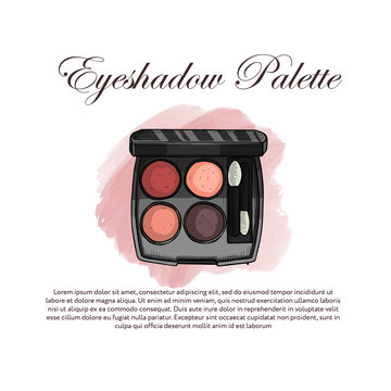 Hand drawn color sketch of an eyeshadow palette