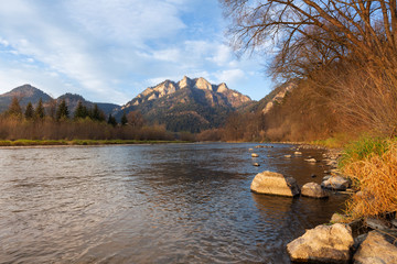 Fototapeta premium Pieniny mountains at the setting sun, autumn.