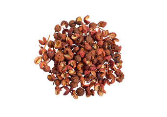 Sichuan pepper, Sichuan peppercorn, Szechuan pepper or Szechuan peppercorn isolated on white background