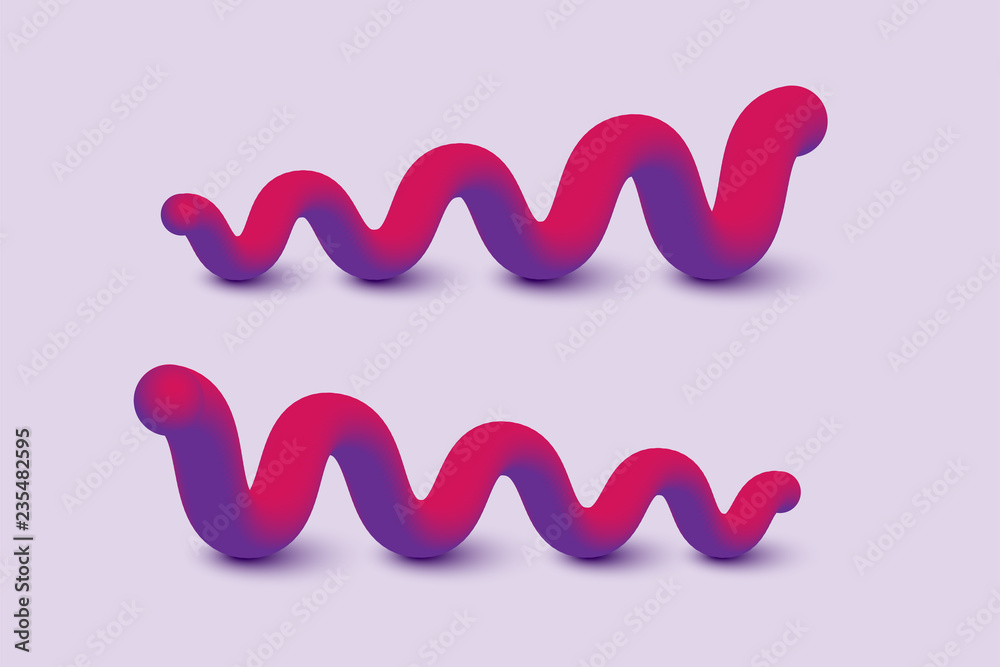 Poster abstract 3d multicolored shape. vector gradient curved blended path.