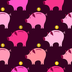 Piggy Bank Seamless Pattern. Can be used for wallpaper, pattern fills, web page background, surface textures.