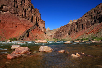 Fototapeta na wymiar Hance Rapids and the Colorado River in Grand Canyon National Park, Arizona.