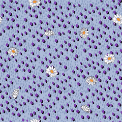 Vector floral seamless pattern on hand drawing polka in layers dot paint , delicate flower wallpaper, daisy flowers  wallpape