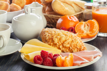 Fresh and continental breakfast table