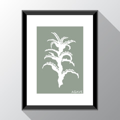 Vector template with photo frame and agave. Template for style design. 