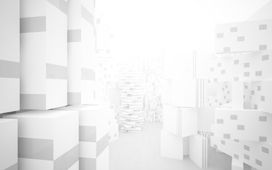 White Abstract architectural background whith gray lines . 3D illustration and rendering