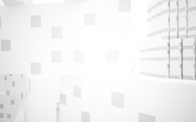 White Abstract architectural background whith gray lines . 3D illustration and rendering