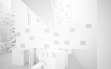 White Abstract architectural background whith gray lines . 3D illustration and rendering