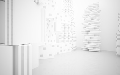 White Abstract architectural background whith gray lines . 3D illustration and rendering