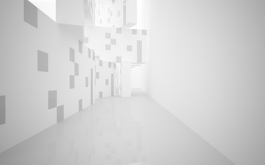 White Abstract architectural background whith gray lines . 3D illustration and rendering