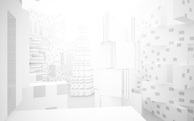 White Abstract architectural background whith gray lines . 3D illustration and rendering