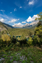 Fototapeta premium Zugspitze Peak and Blindsee small Alpine Lake - Austria and Germany 