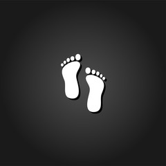 Fototapeta na wymiar Footprint icon flat. Simple White pictogram on black background with shadow. Vector illustration symbol