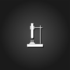 Tube on fire icon flat. Simple White pictogram on black background with shadow. Vector illustration symbol