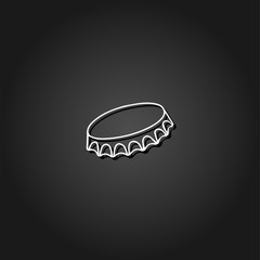 Cover of beer icon flat. Simple White pictogram on black background with shadow. Vector illustration symbol