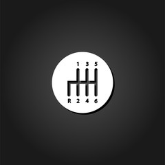 Manual Transmission icon flat. Simple White pictogram on black background with shadow. Vector illustration symbol