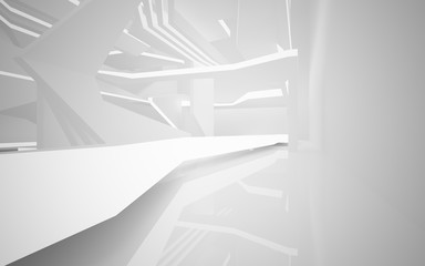 Abstract white interior highlights future. Architectural background. 3D illustration and rendering